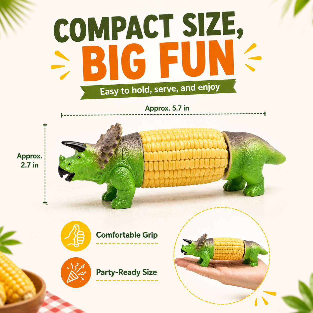 Dinosaur Corn Cob Holders for BBQ, Fun Dino Corn Skewers for Kids & Adults 🦖🌽