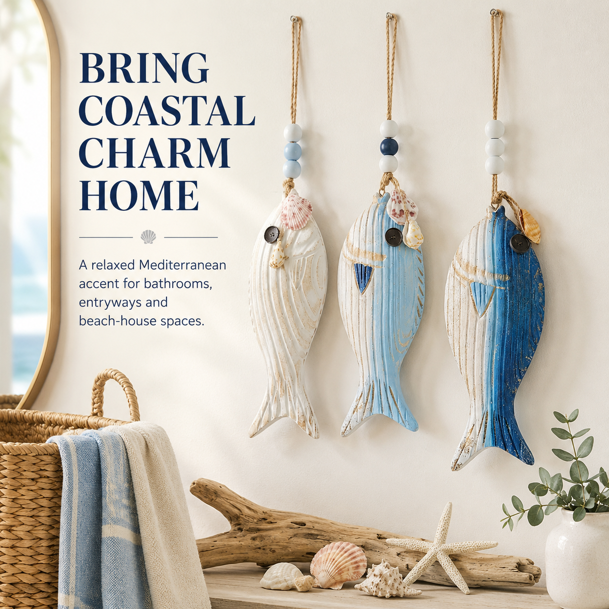Mediterranean Wooden Fish Wall Decor