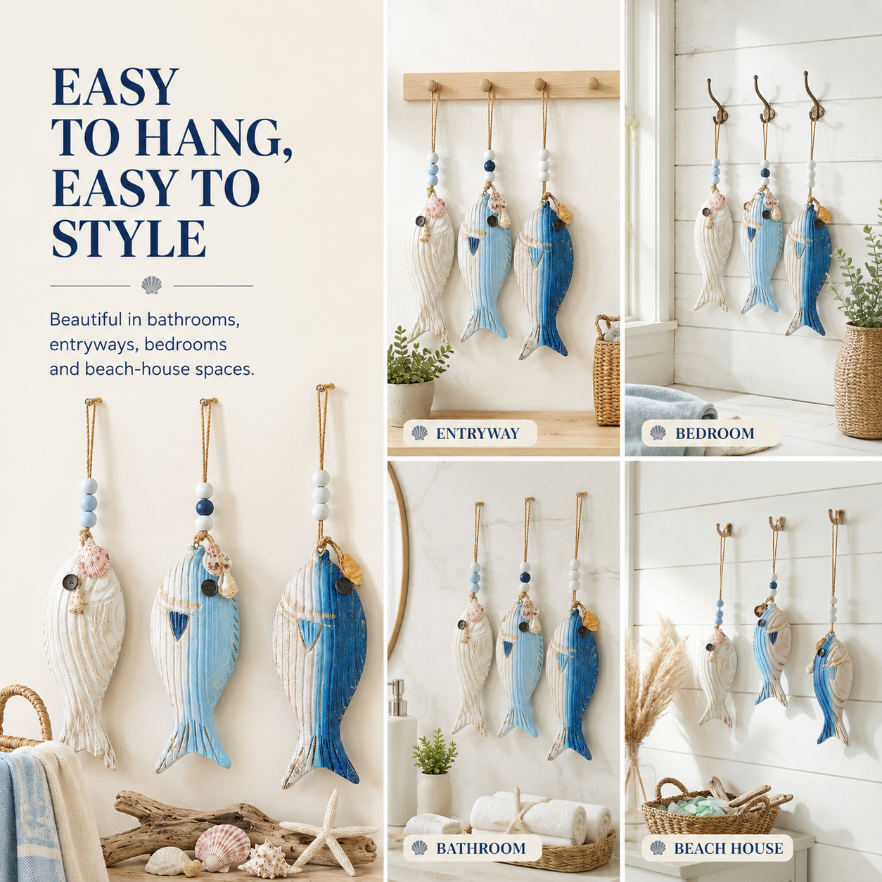 Mediterranean Wooden Fish Wall Decor