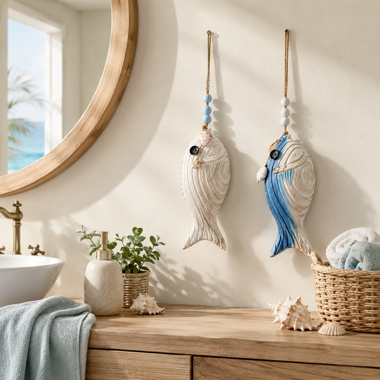 Mediterranean Wooden Fish Wall Decor
