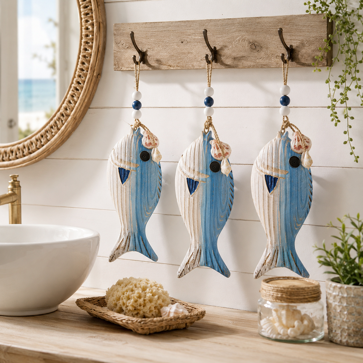 Mediterranean Wooden Fish Wall Decor