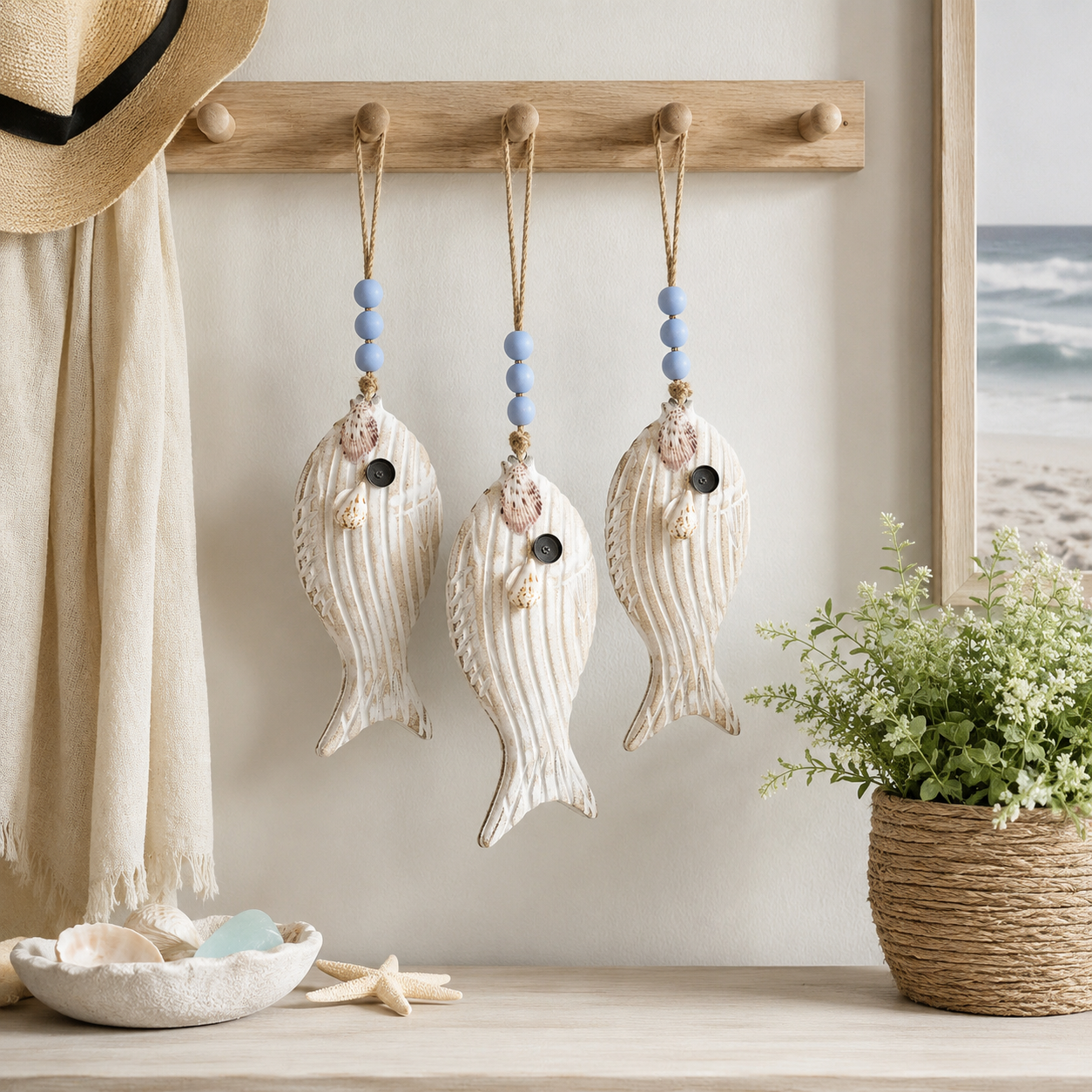 Mediterranean Wooden Fish Wall Decor