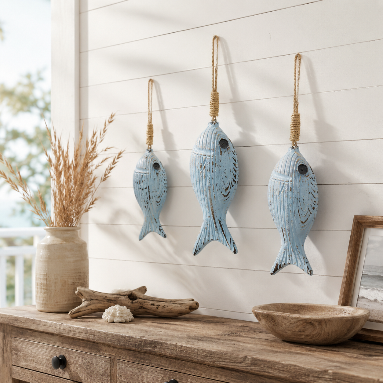 Mediterranean Wooden Fish Wall Decor