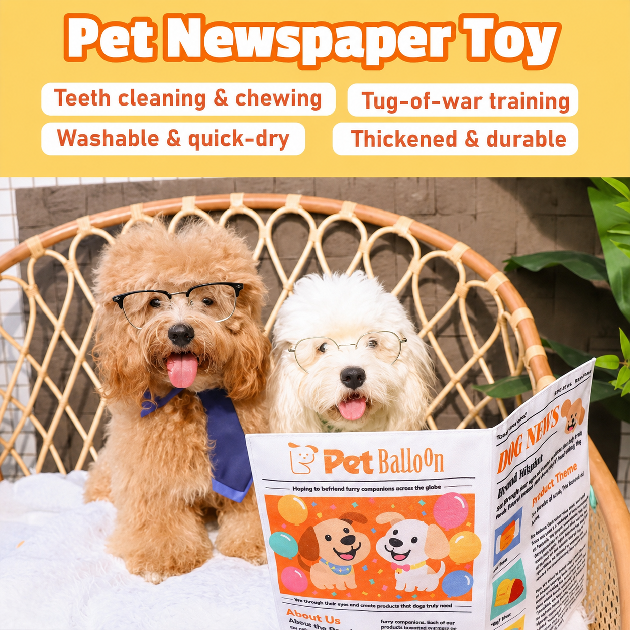 Pet Newspaper Dog Chew Toy Set – Crinkle Sound Oxford Fabric Puppy Training Toy 🐶