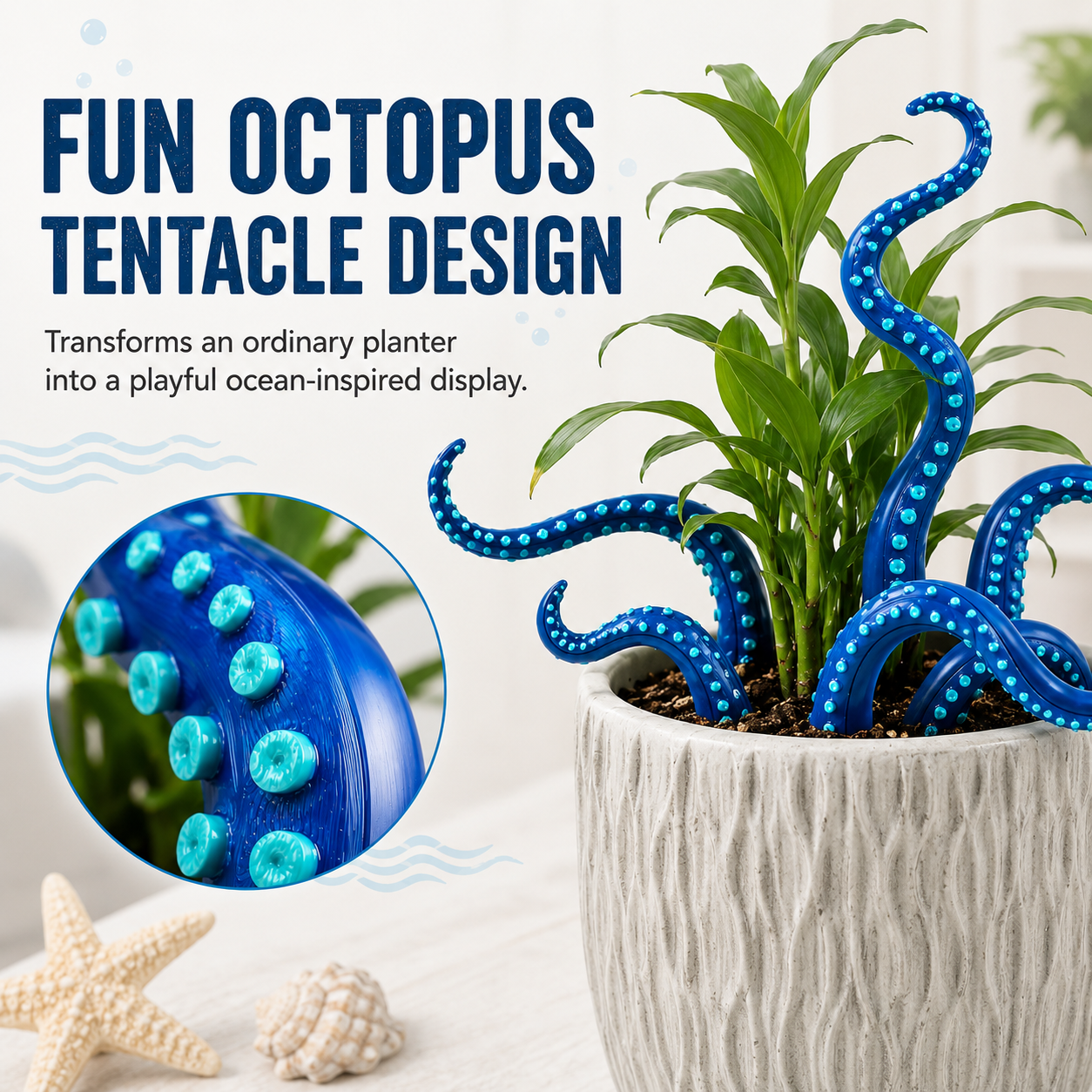 Octopus Tentacle Planter Decoration, 7 Pack Funny Plant Pot Stakes