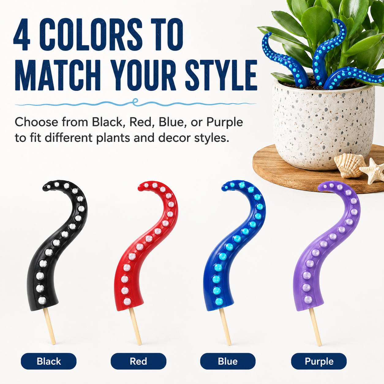 Octopus Tentacle Planter Decoration, 7 Pack Funny Plant Pot Stakes