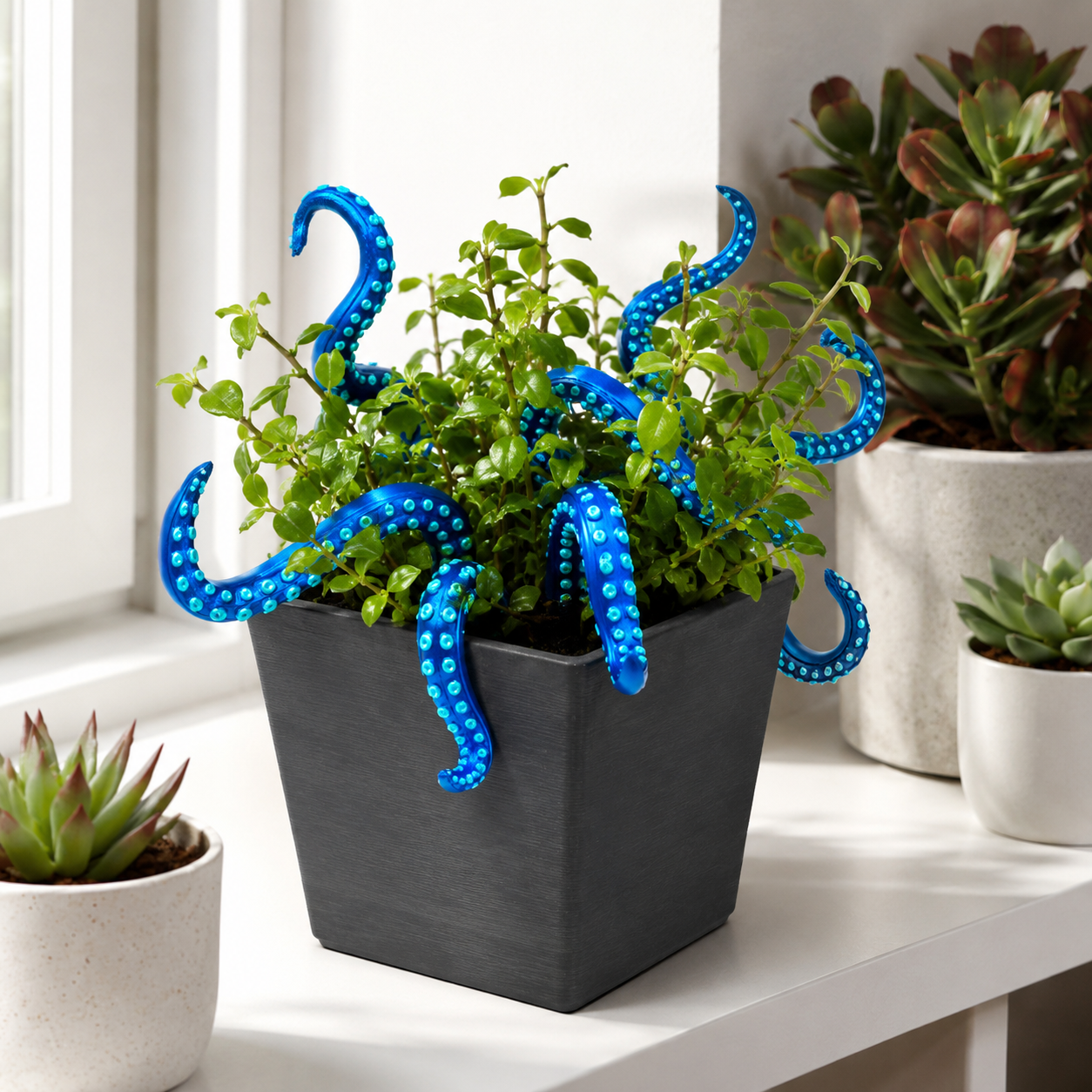 Octopus Tentacle Planter Decoration, 7 Pack Funny Plant Pot Stakes