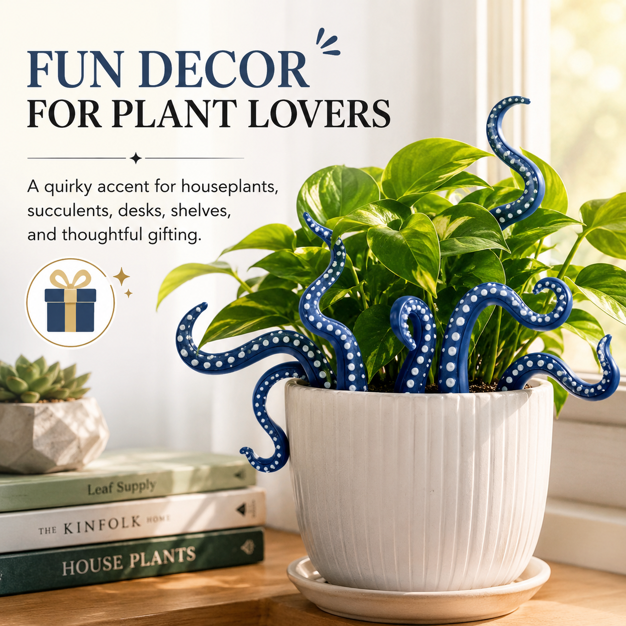 Octopus Tentacle Planter Decoration, 7 Pack Funny Plant Pot Stakes