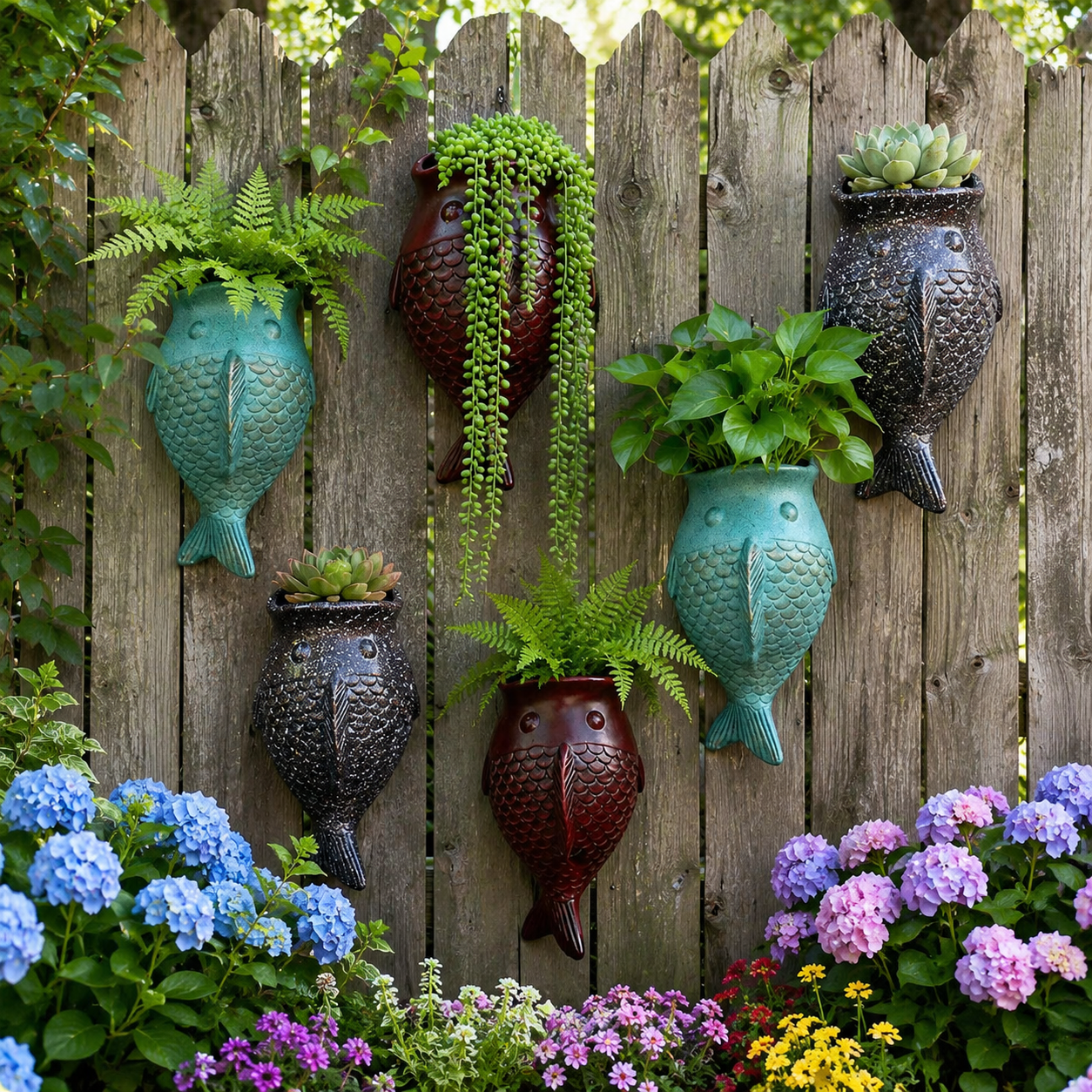 Wall Hanging Fish Planter, Resin Fish-Shaped Succulent Pot