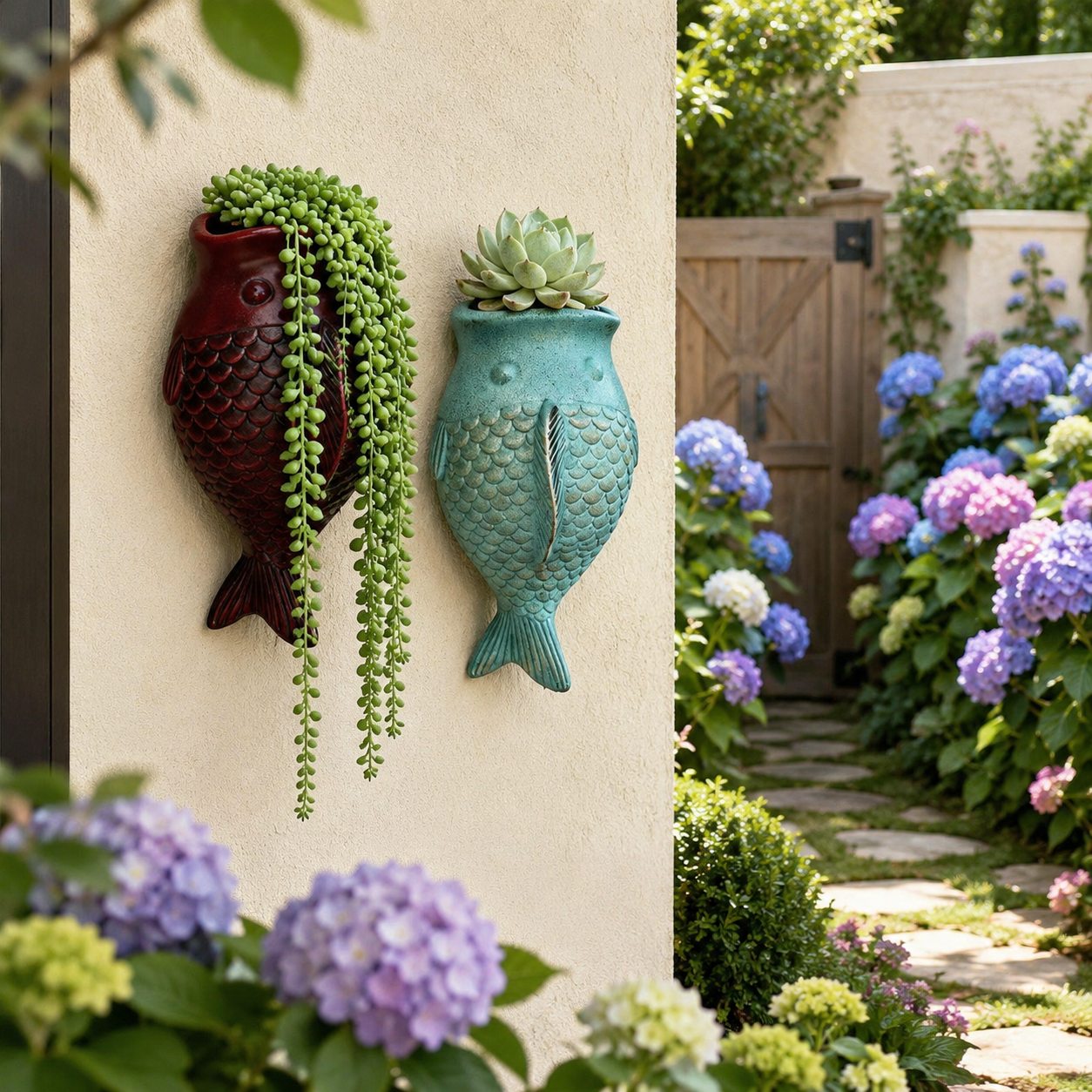 Wall Hanging Fish Planter, Resin Fish-Shaped Succulent Pot