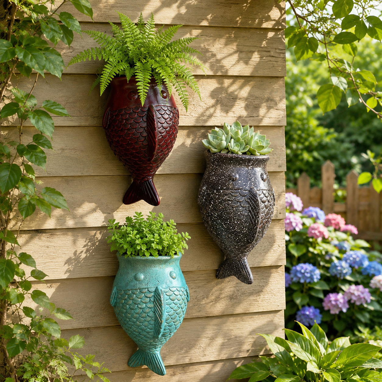 Wall Hanging Fish Planter, Resin Fish-Shaped Succulent Pot