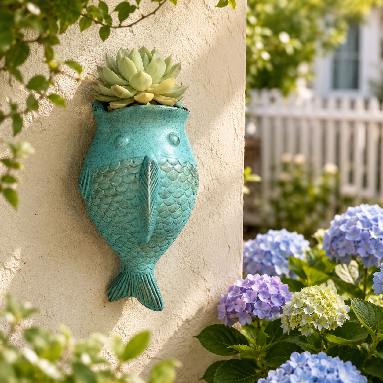 Wall Hanging Fish Planter, Resin Fish-Shaped Succulent Pot