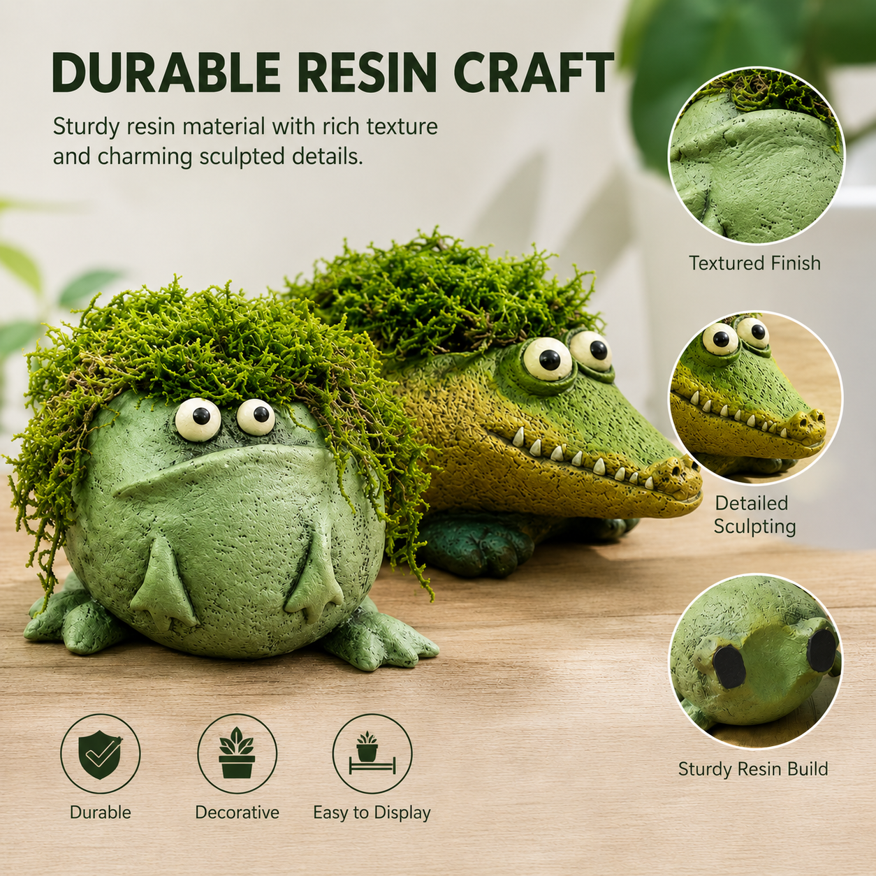 Whimsical Resin Animal Planter Pot for Succulents, Moss & Small Plants