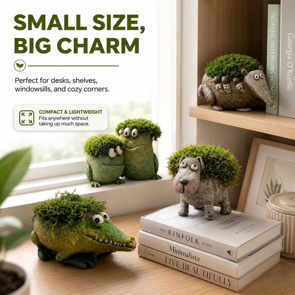 Whimsical Resin Animal Planter Pot for Succulents, Moss & Small Plants
