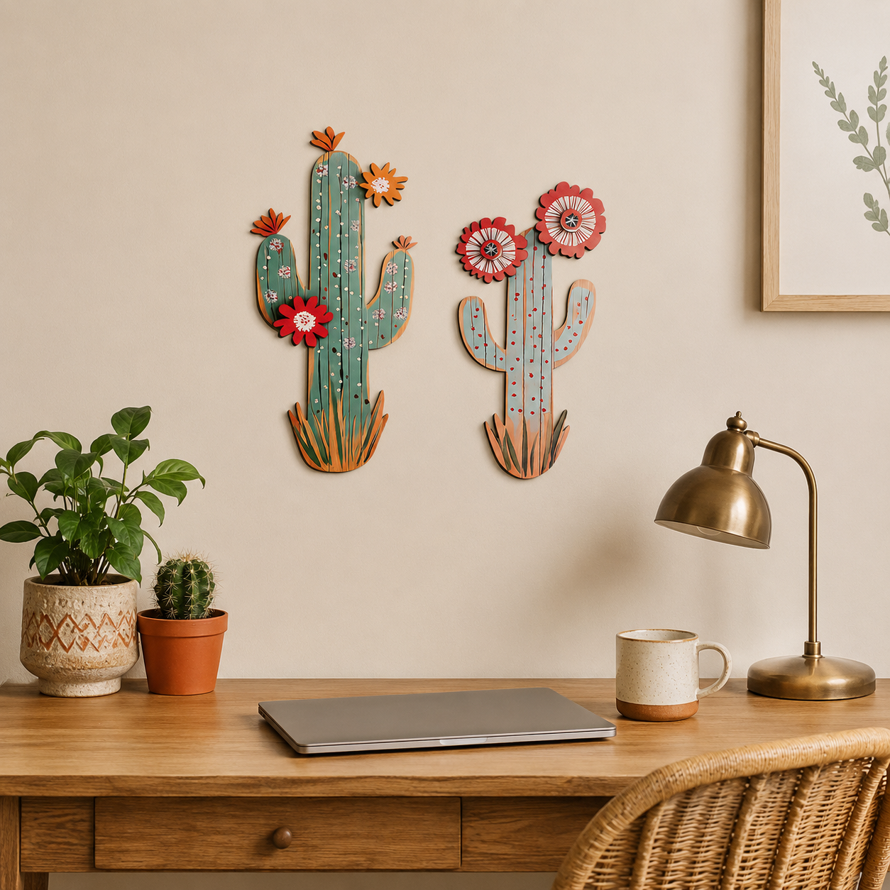 2 Pack Wooden Cactus Wall Decor 🌵