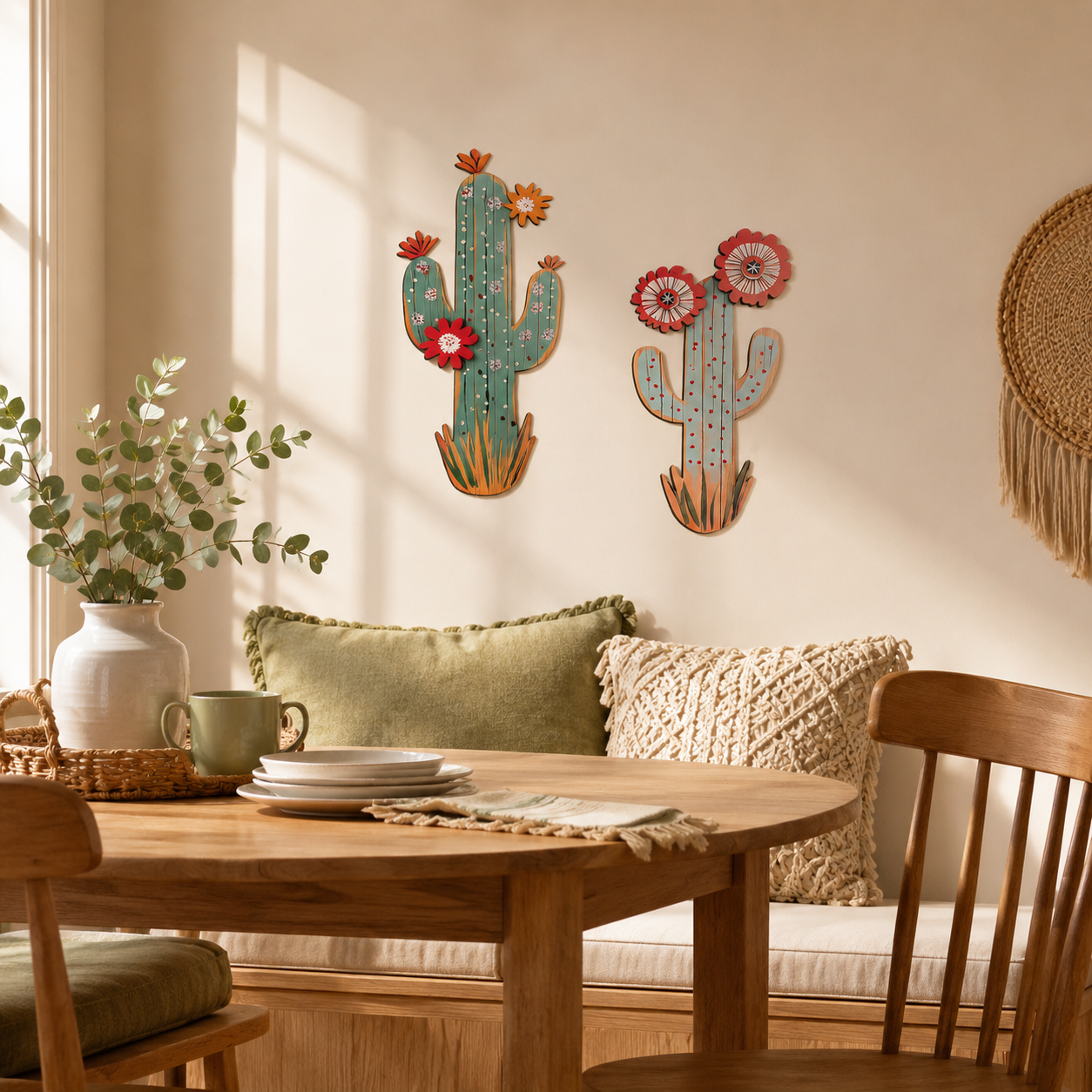 2 Pack Wooden Cactus Wall Decor 🌵