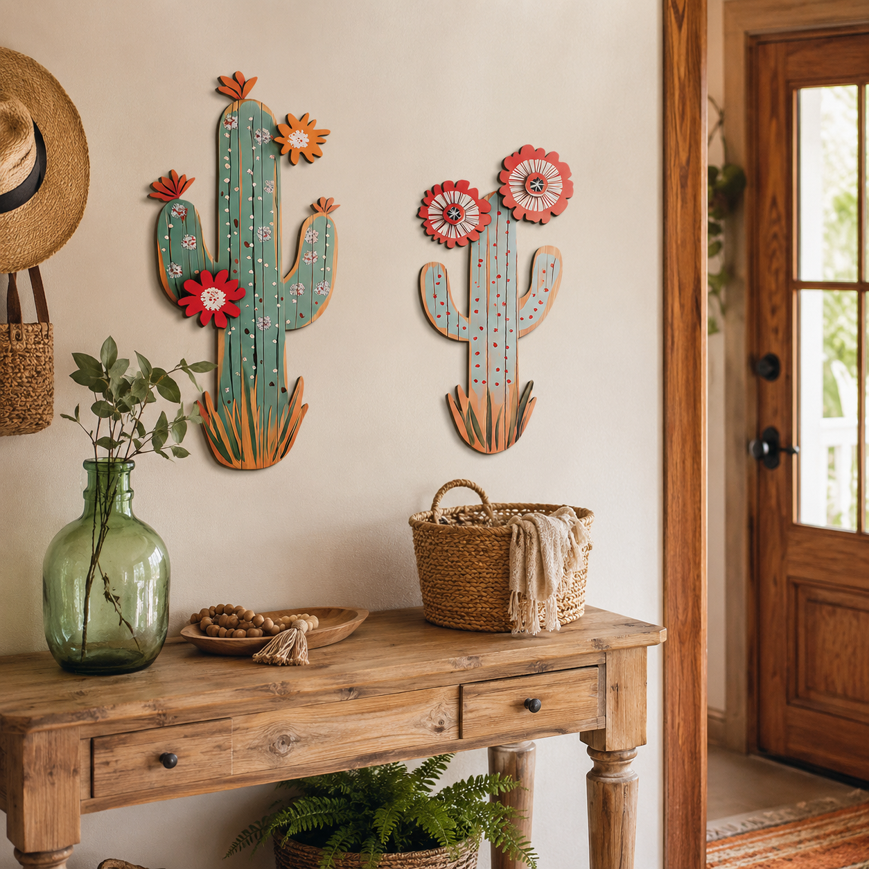2 Pack Wooden Cactus Wall Decor 🌵
