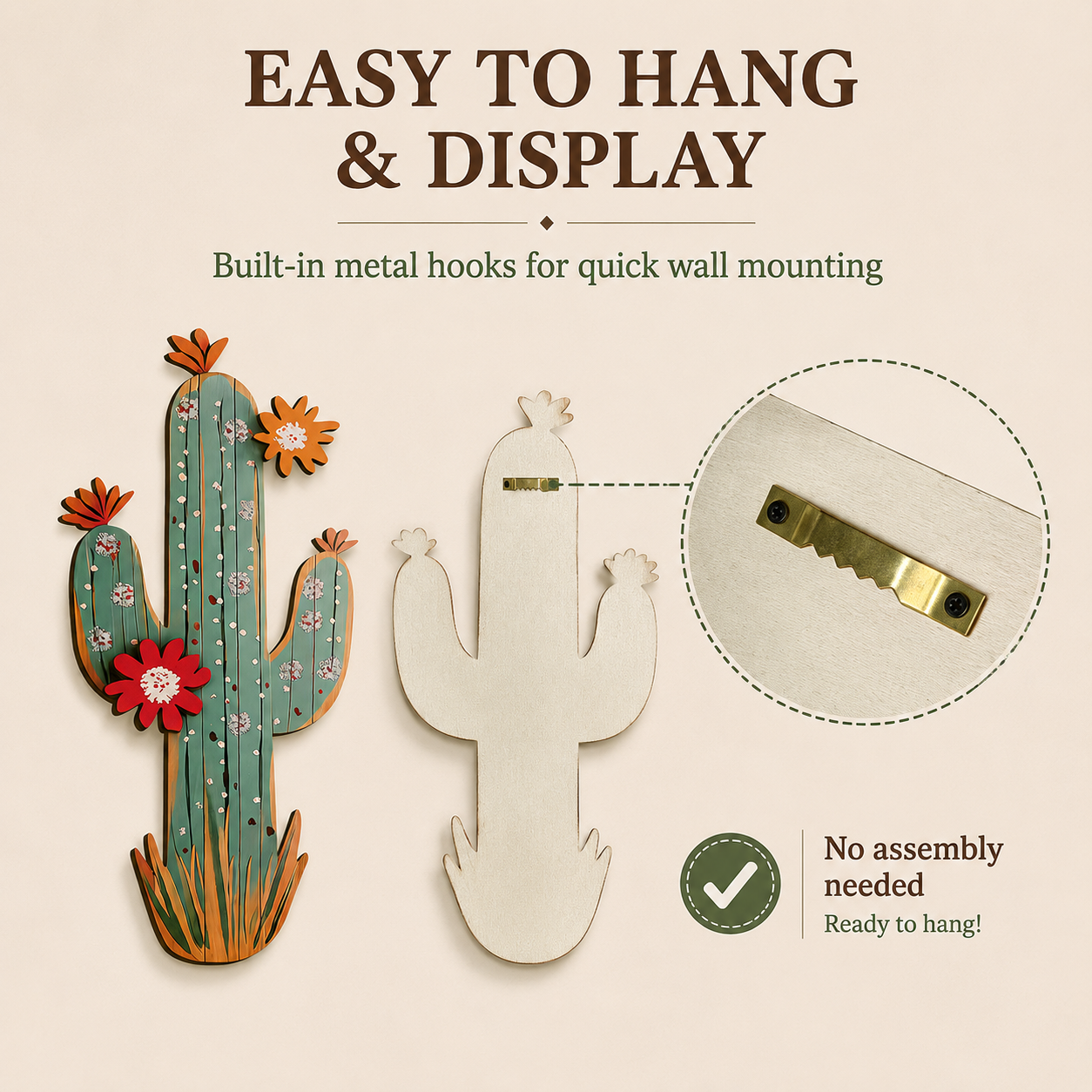 2 Pack Wooden Cactus Wall Decor 🌵