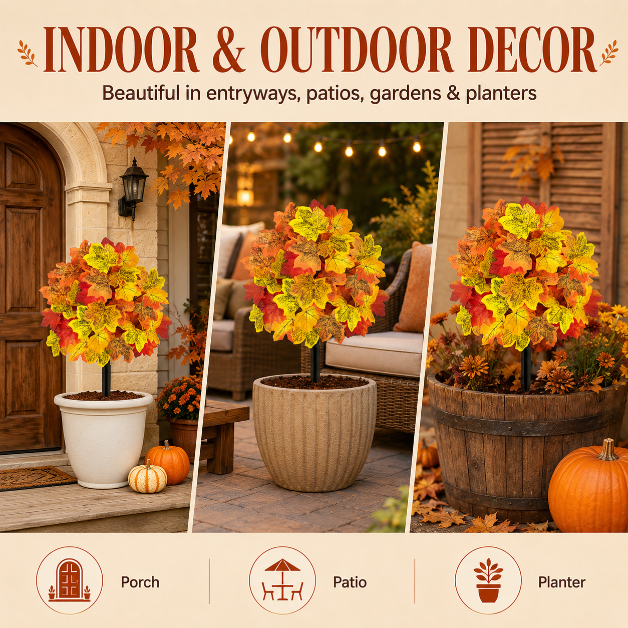 Autumn Maple Leaf Garden Stake Decor