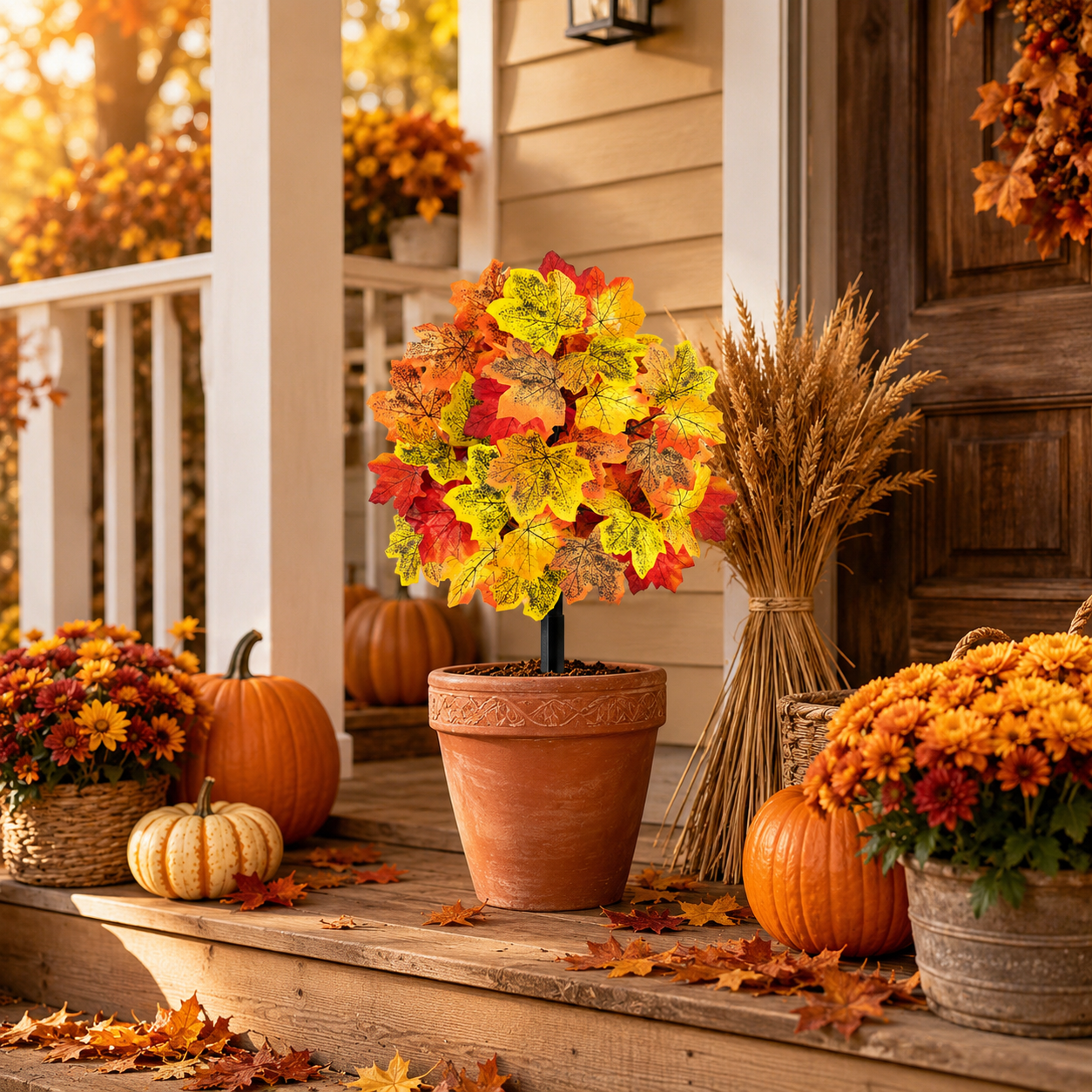 Autumn Maple Leaf Garden Stake Decor