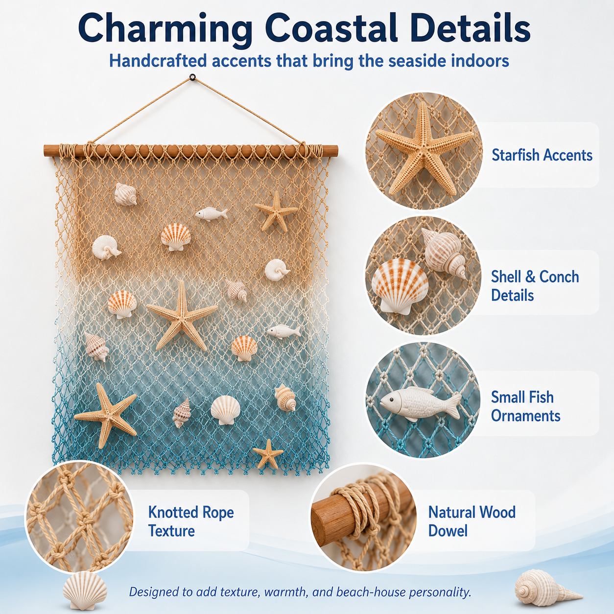 Lighted Coastal Fishing Net Wall Decor