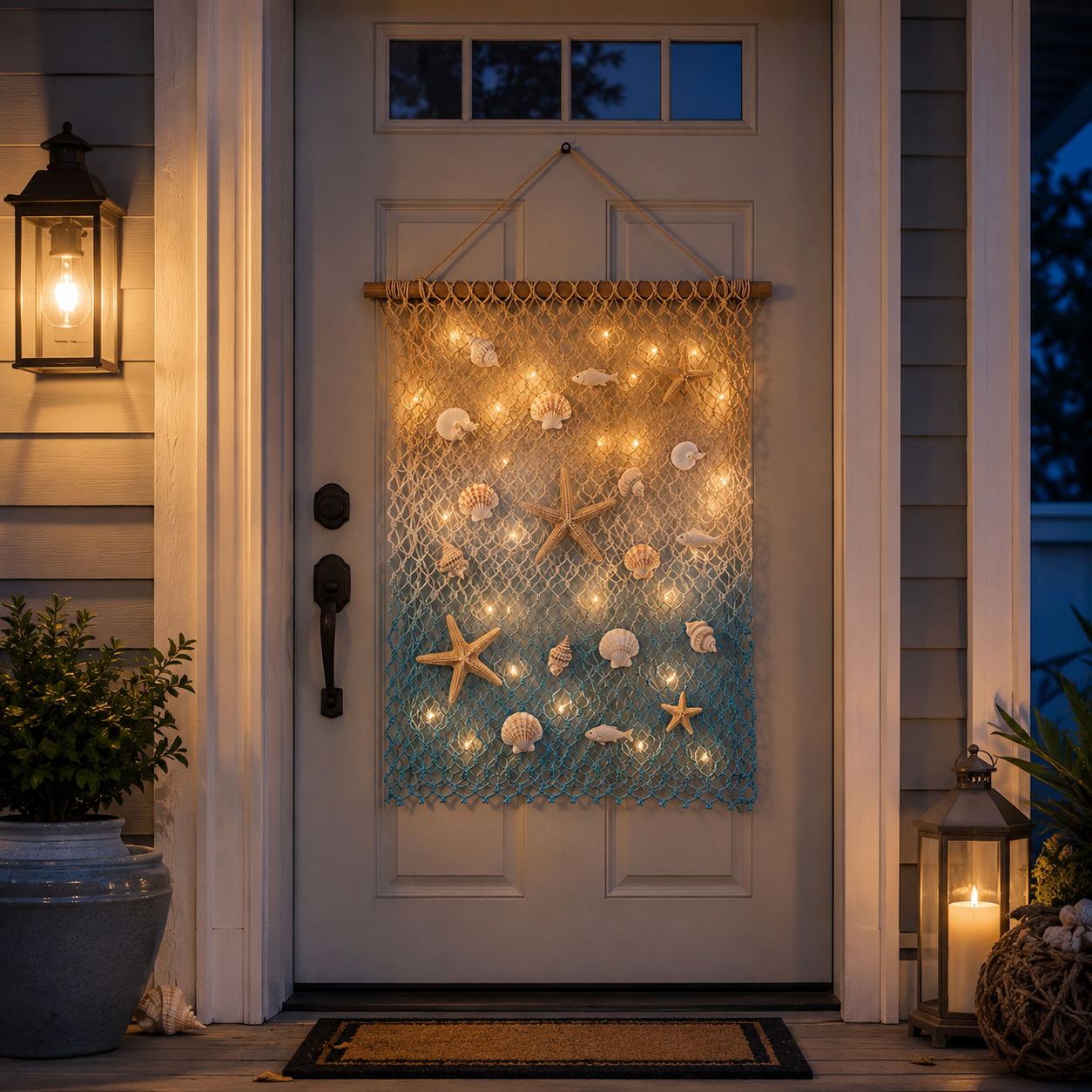 Lighted Coastal Fishing Net Wall Decor