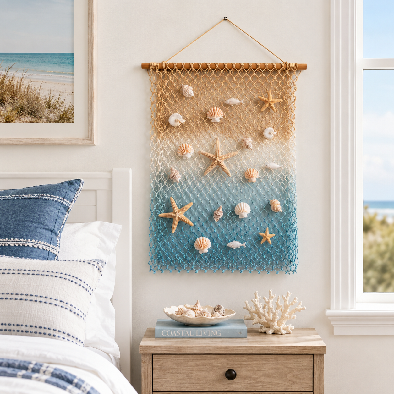 Lighted Coastal Fishing Net Wall Decor