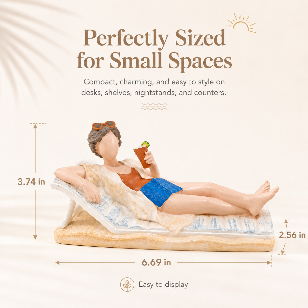 Vacation Mode Lounging Lady Figurine – Coastal Resin Desk & Shelf Decor 🏖️🍹