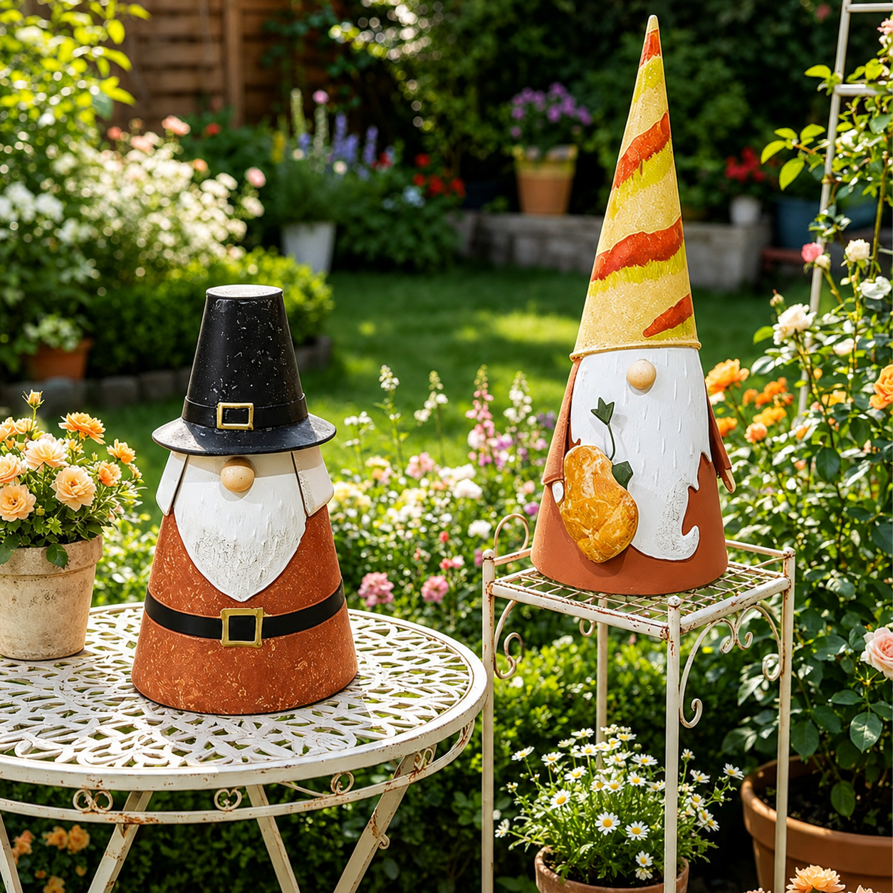 Seasonal Metal Gnome Decorations – Valentine, Harvest & Pilgrim Collection
