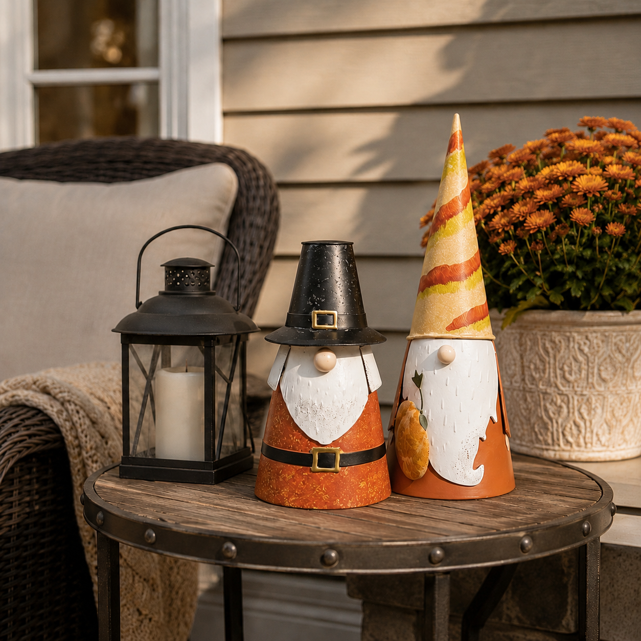 Seasonal Metal Gnome Decorations – Valentine, Harvest & Pilgrim Collection