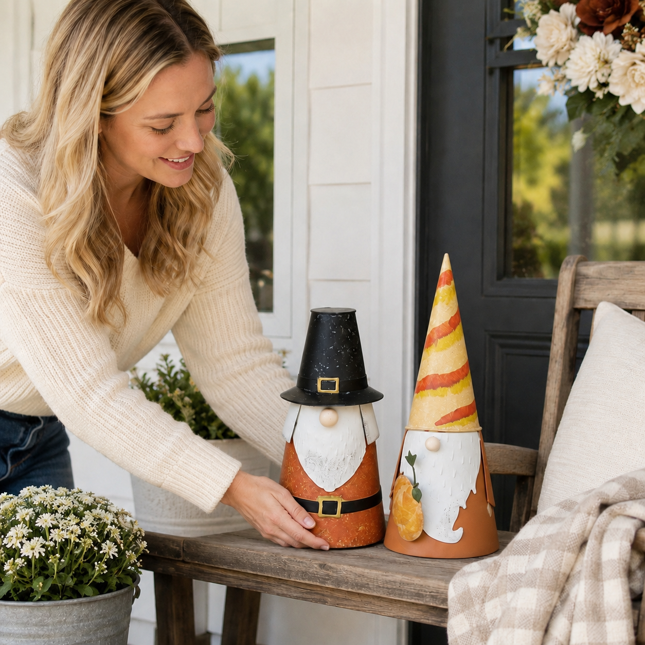 Seasonal Metal Gnome Decorations – Valentine, Harvest & Pilgrim Collection