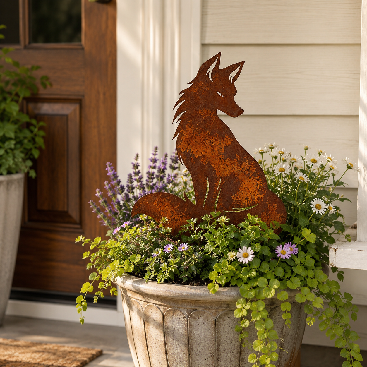 Rustic Metal Wolf Garden Stake – Woodland Animal Yard Art for Outdoor Décor