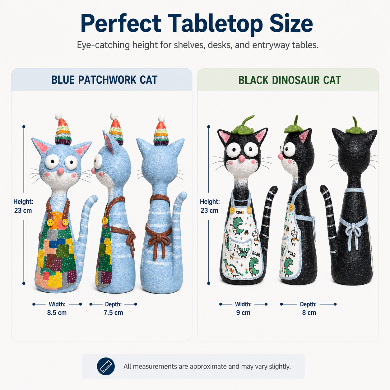 Whimsy Paws Hand-Painted Resin Cat Figurine – Whimsical Cat Statue, 2 Styles Available