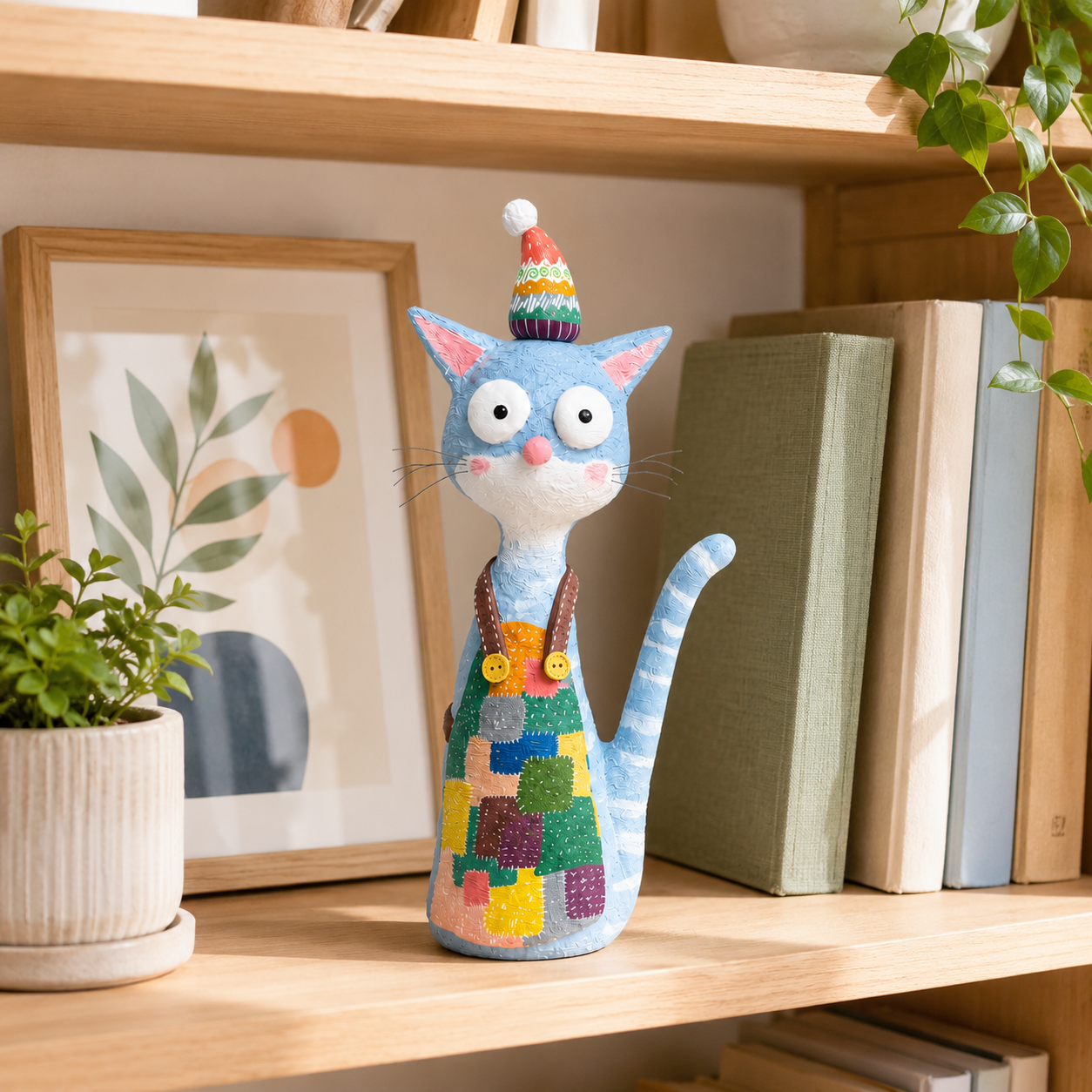 Whimsy Paws Hand-Painted Resin Cat Figurine – Whimsical Cat Statue, 2 Styles Available