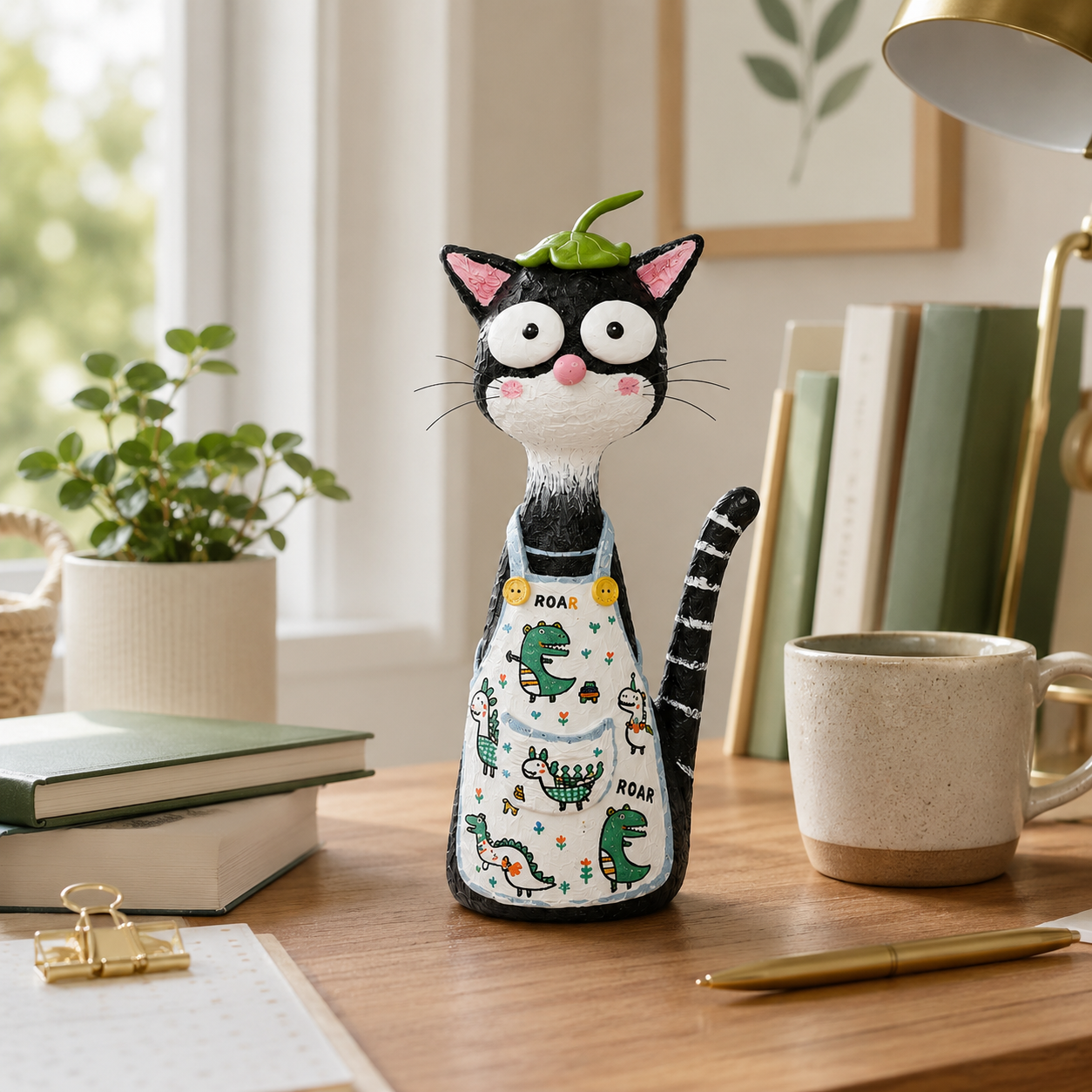 Whimsy Paws Hand-Painted Resin Cat Figurine – Whimsical Cat Statue, 2 Styles Available
