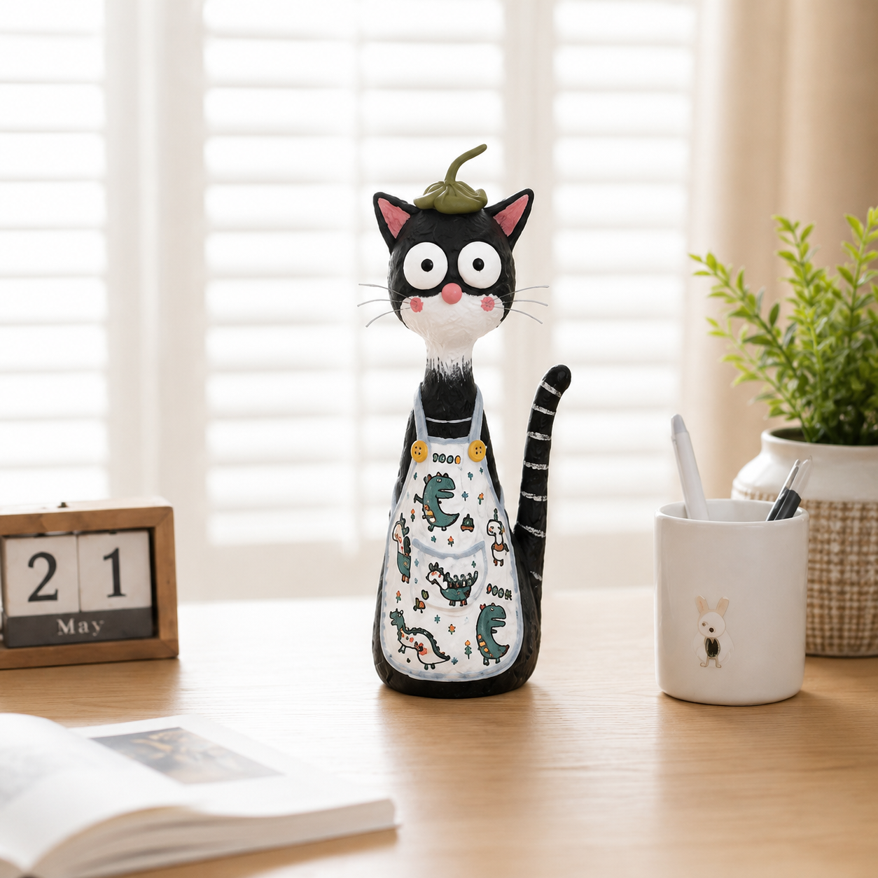 Whimsy Paws Hand-Painted Resin Cat Figurine – Whimsical Cat Statue, 2 Styles Available