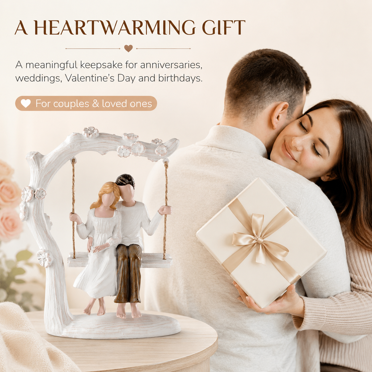 Everlasting Love Couple Swing Figurine – Romantic Resin Sculpture for Home Décor & Couple Gifts