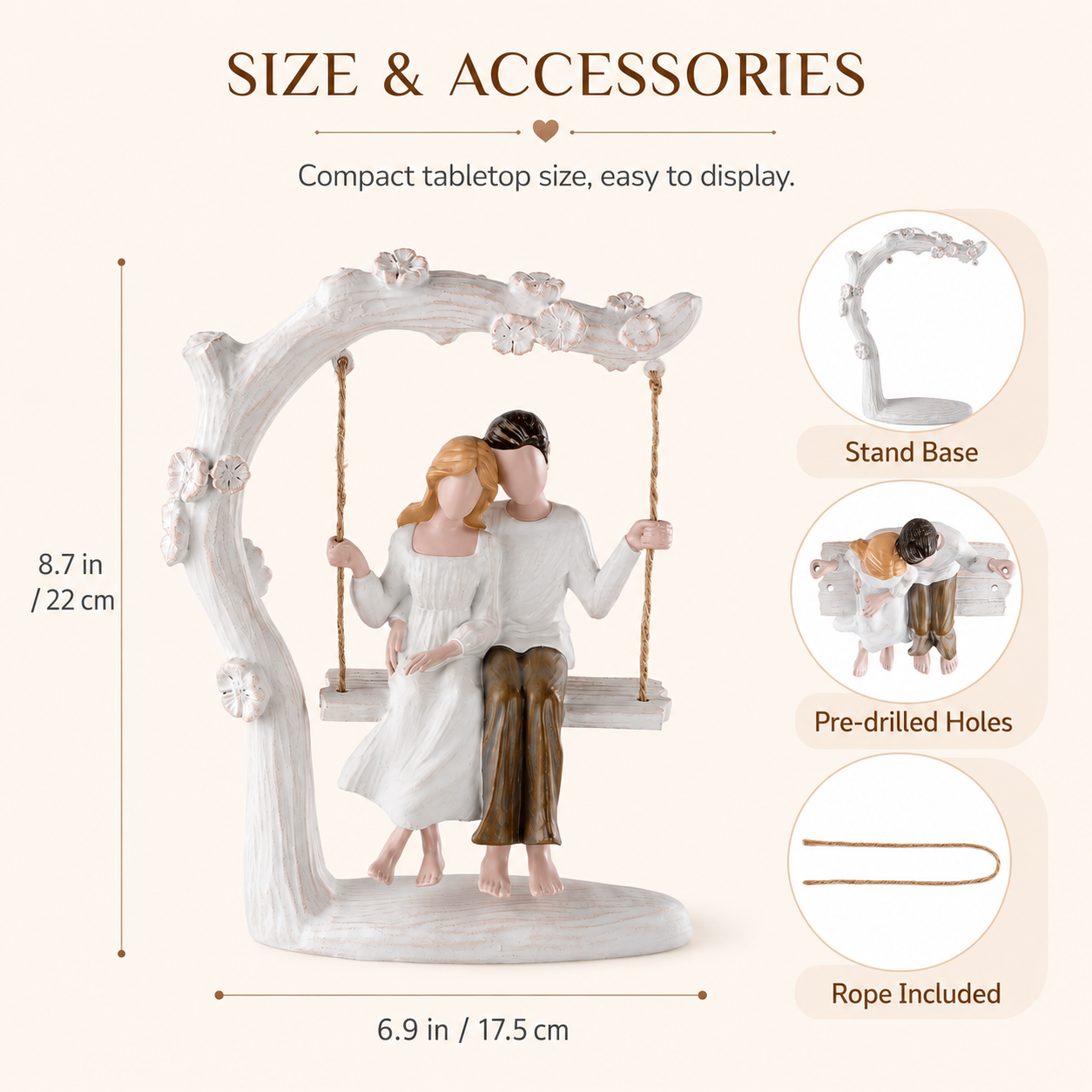 Everlasting Love Couple Swing Figurine – Romantic Resin Sculpture for Home Décor & Couple Gifts