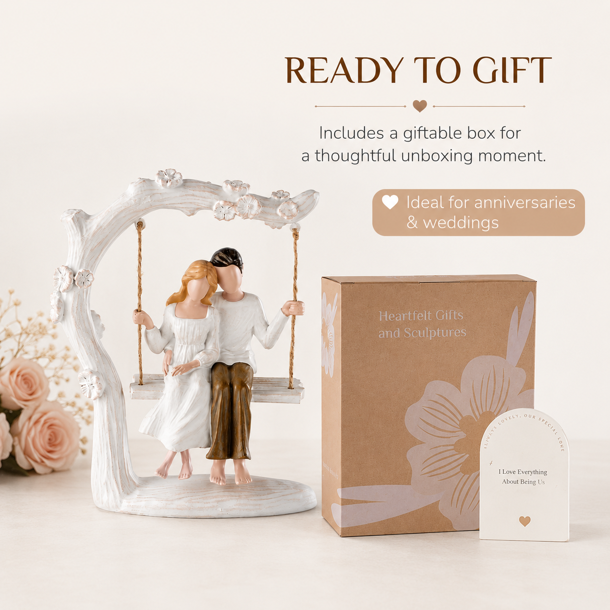 Everlasting Love Couple Swing Figurine – Romantic Resin Sculpture for Home Décor & Couple Gifts