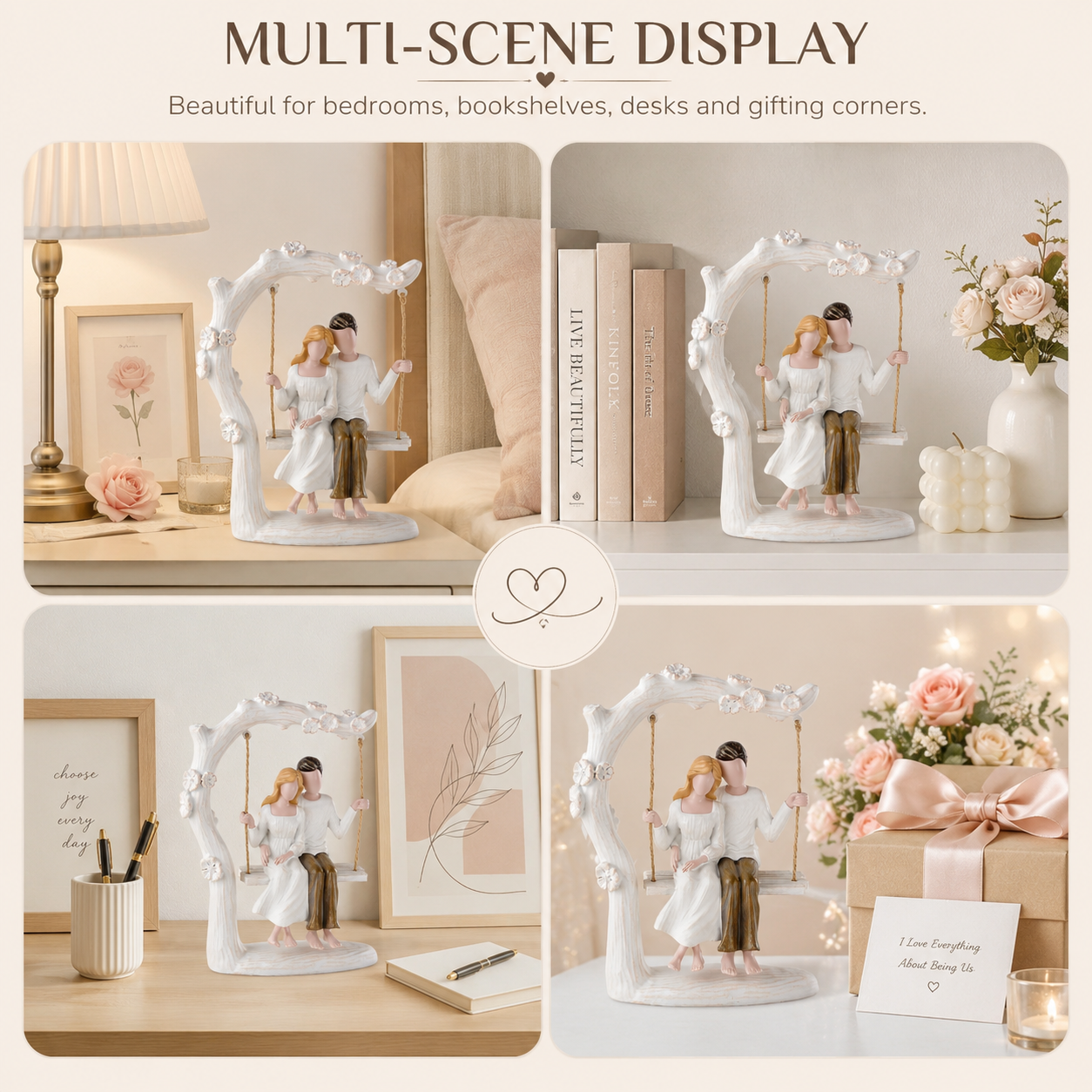 Everlasting Love Couple Swing Figurine – Romantic Resin Sculpture for Home Décor & Couple Gifts