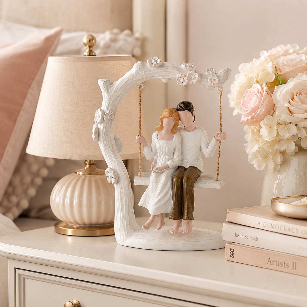 Everlasting Love Couple Swing Figurine – Romantic Resin Sculpture for Home Décor & Couple Gifts