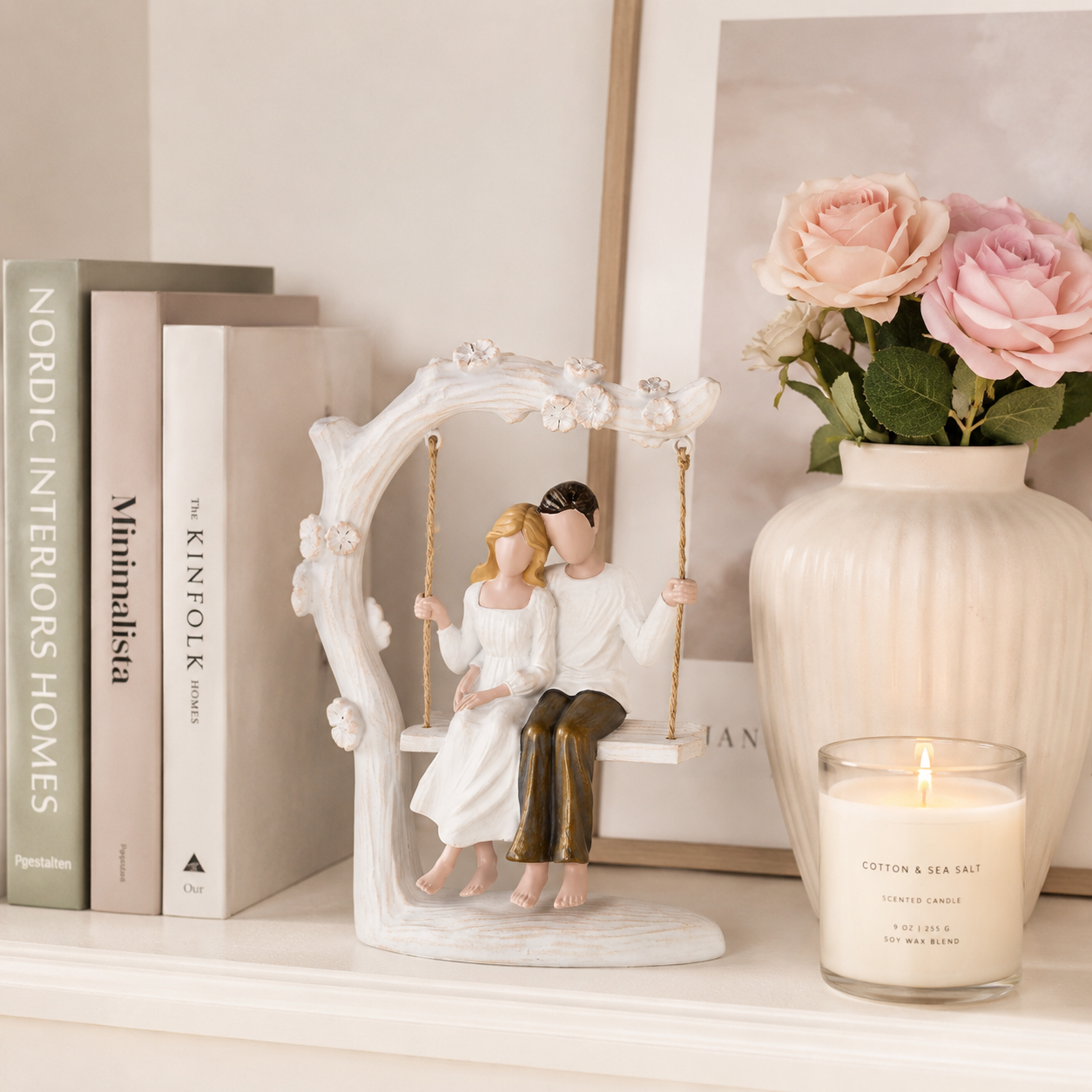 Everlasting Love Couple Swing Figurine – Romantic Resin Sculpture for Home Décor & Couple Gifts