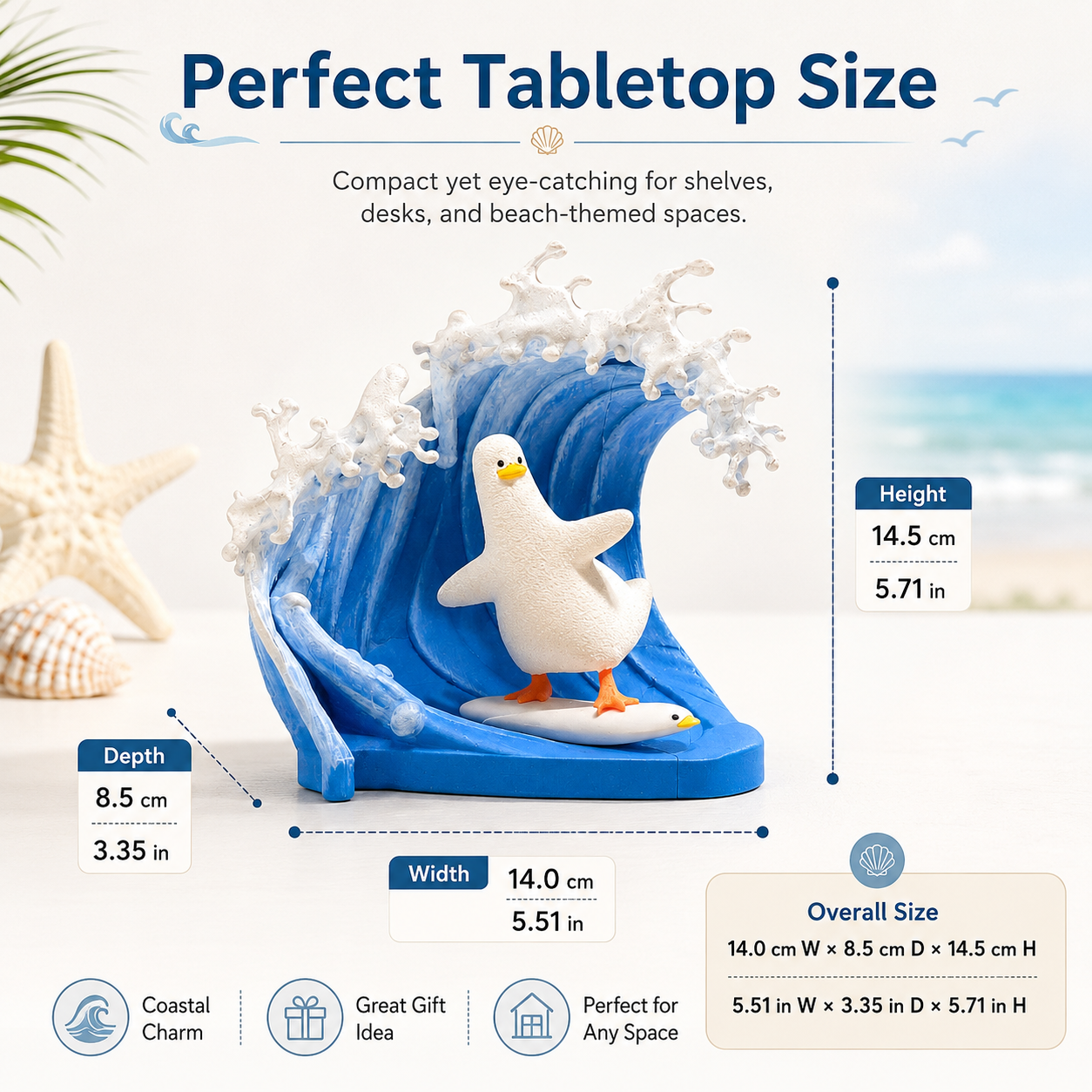 Coastal Wave Rider Seagull Figurine