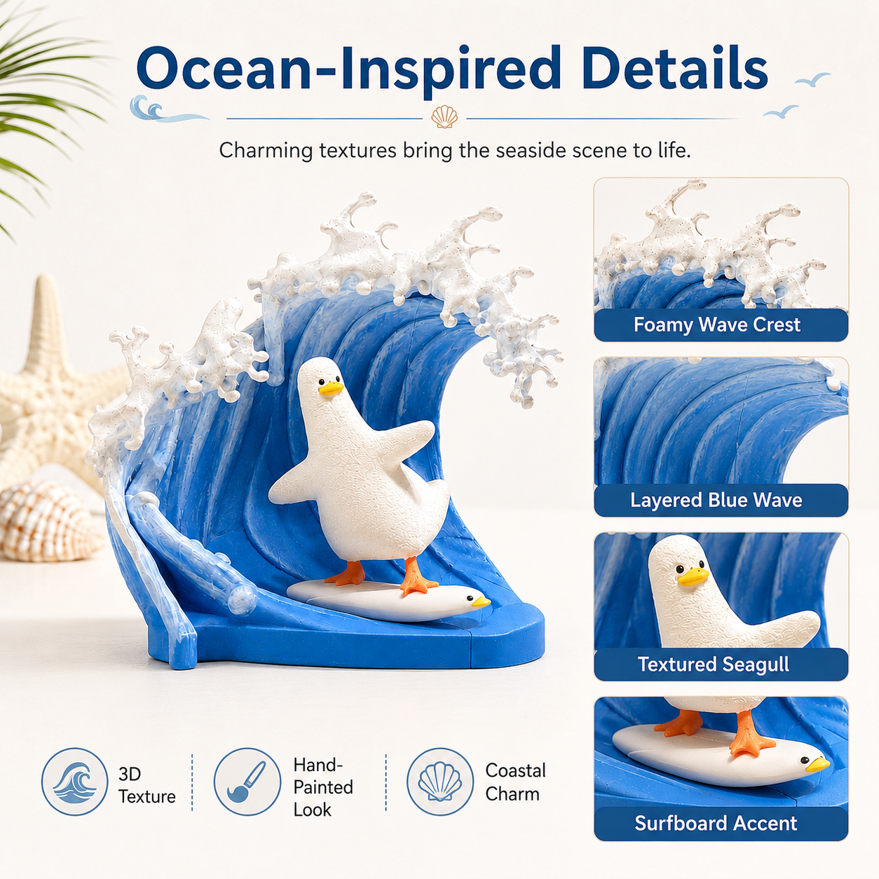 Coastal Wave Rider Seagull Figurine