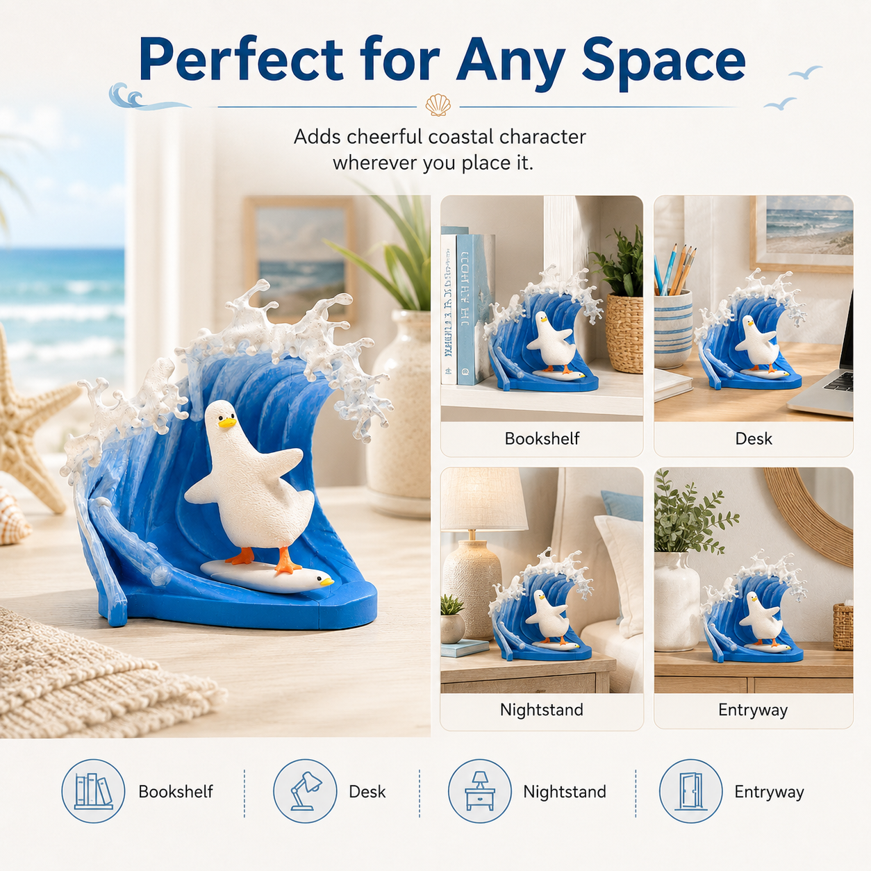 Coastal Wave Rider Seagull Figurine