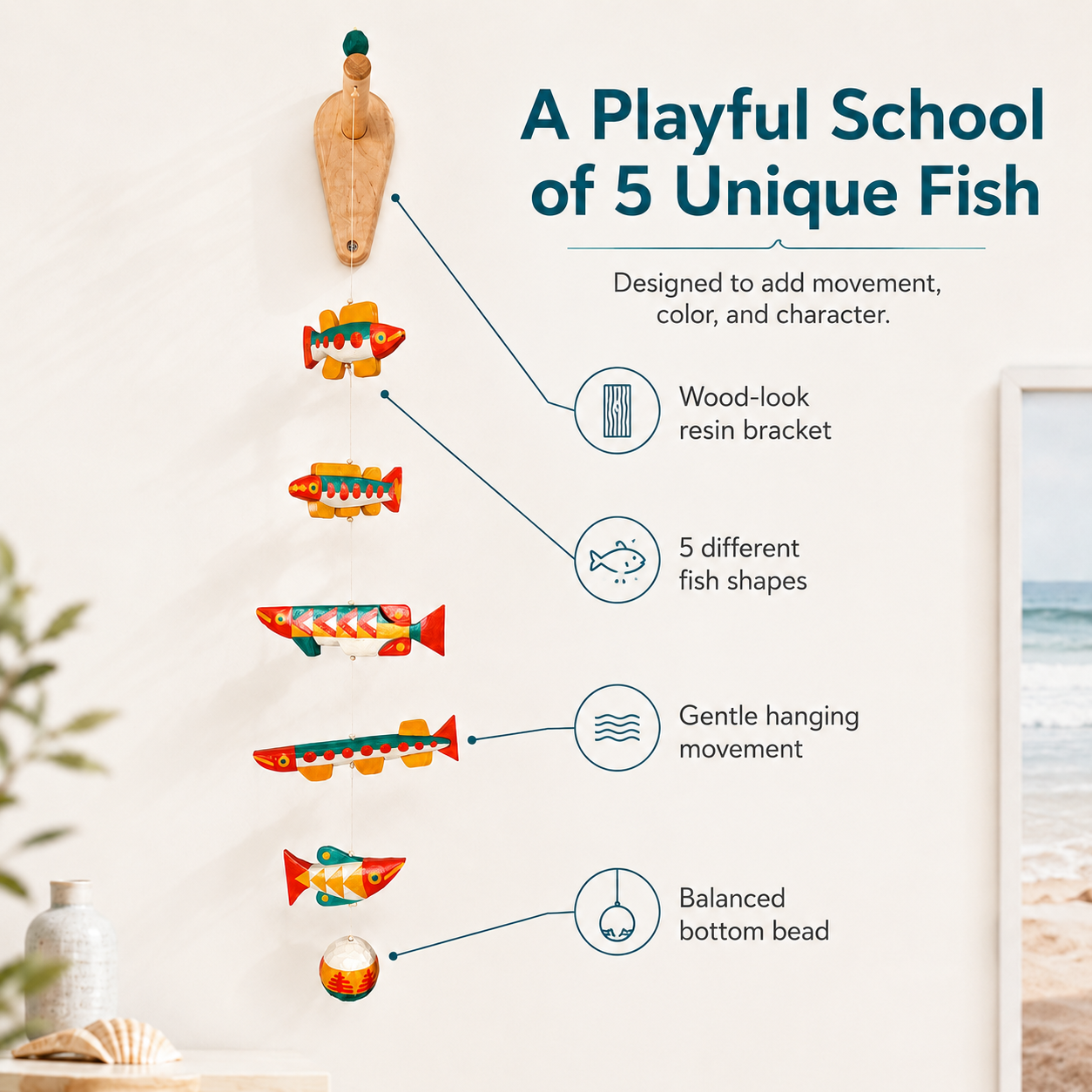 Ocean Drift Resin Fish Hanging Mobile