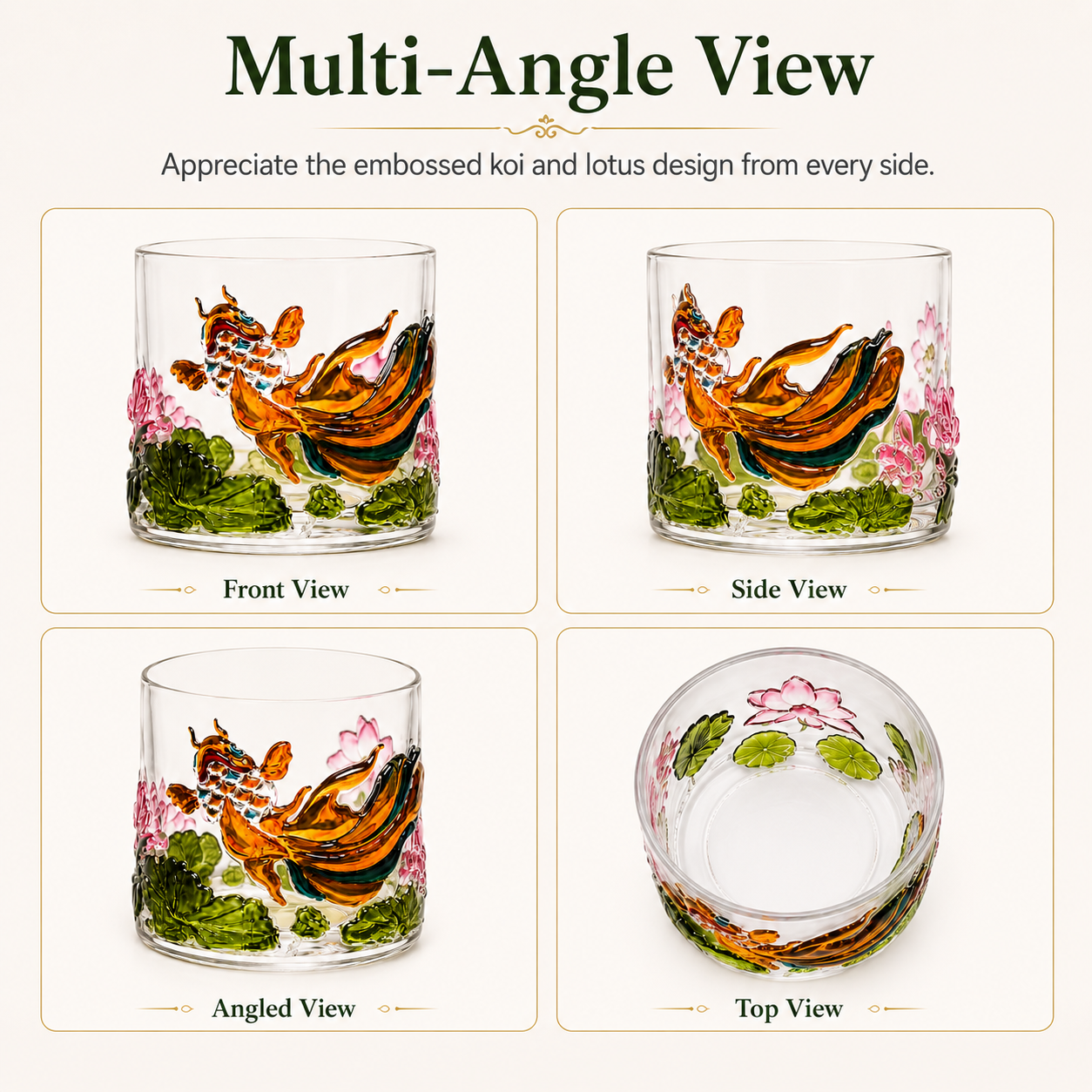 Koi Lotus Rotating Whiskey Glass