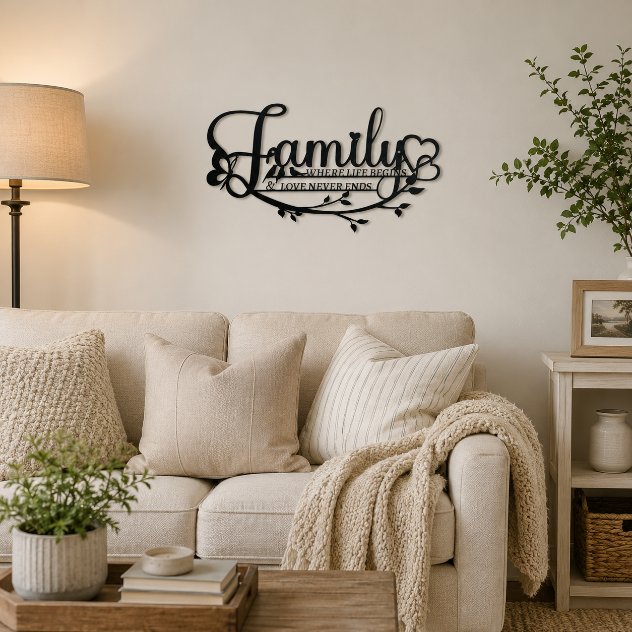 Family Love Metal Wall Decor – “Where Life Begins & Love Never Ends” Family Sign