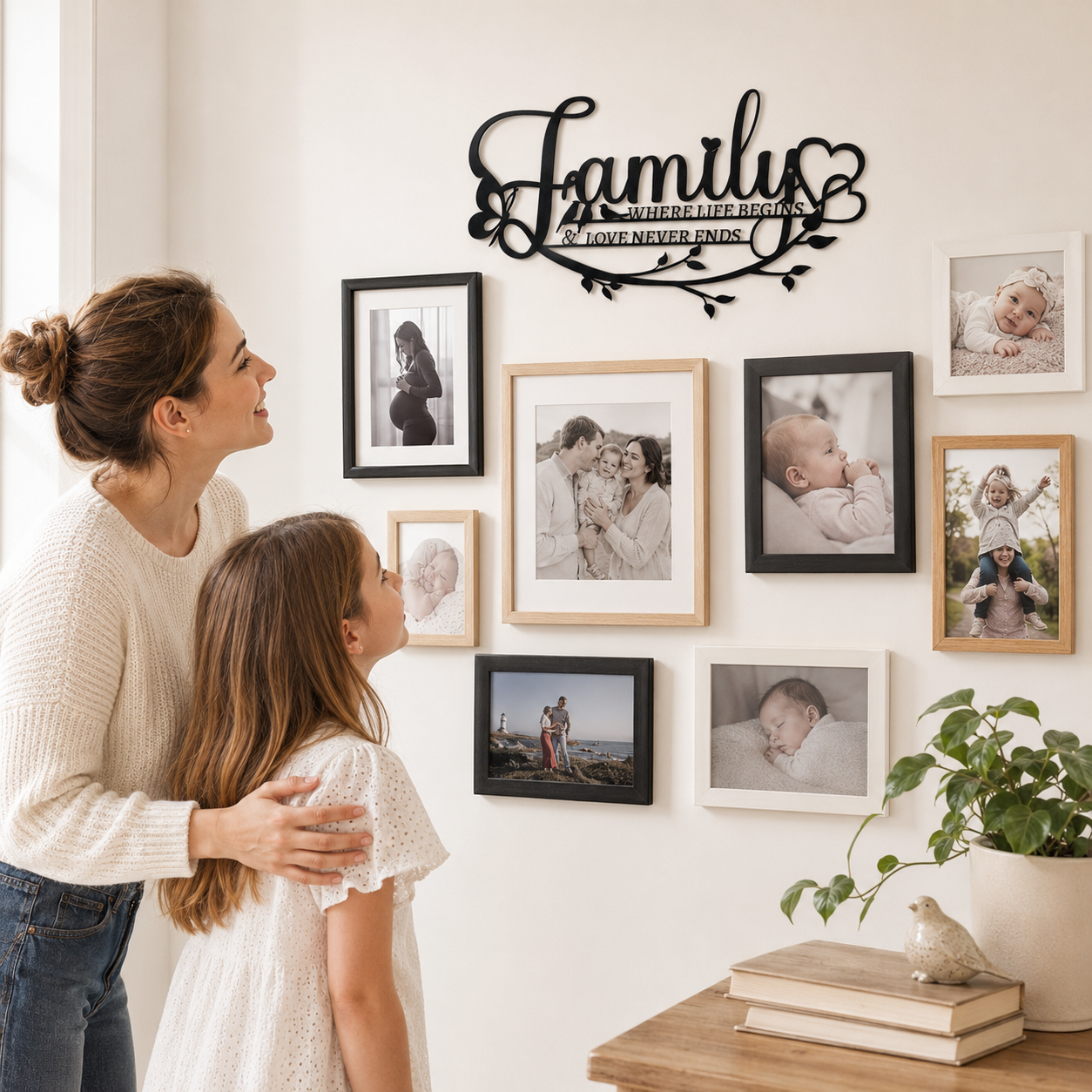 Family Love Metal Wall Decor – “Where Life Begins & Love Never Ends” Family Sign