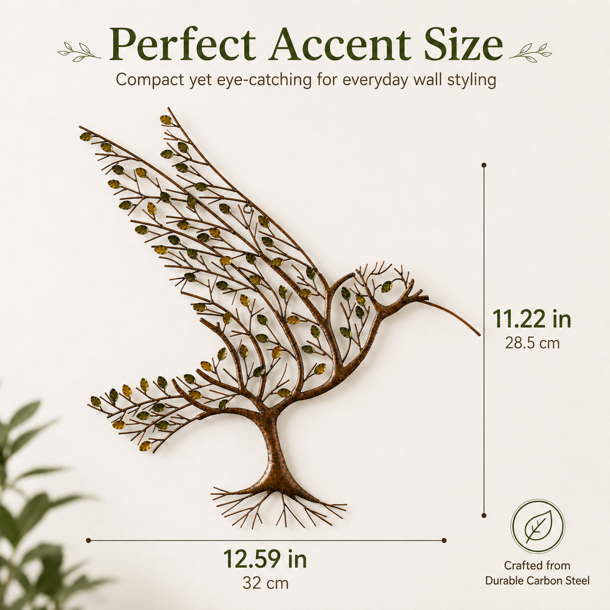 Tree of Life Hummingbird Metal Wall Art – Rustic Carbon Steel Nature Décor